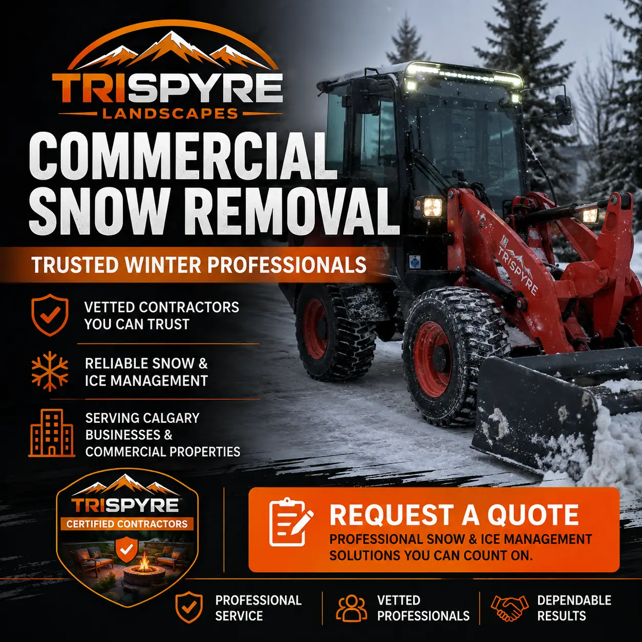 Commercial snow removal Calgary with professional snow clearing equipment