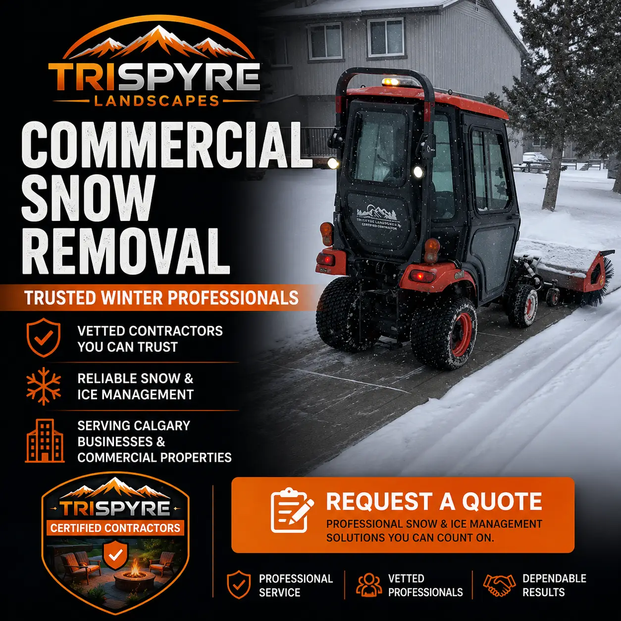Sidewalk snow clearing equipment for commercial properties in Calgary